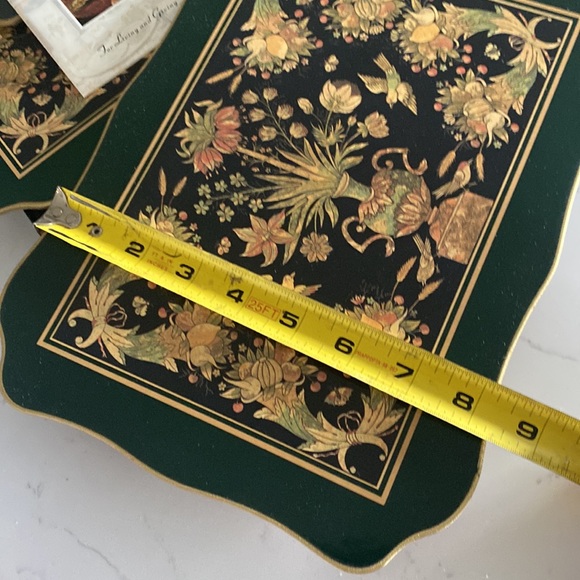 Vintage Cloverleaf Paradise Pattern 4 Placemats Dark Emerald Green& Gold Fruit - Picture 4 of 6